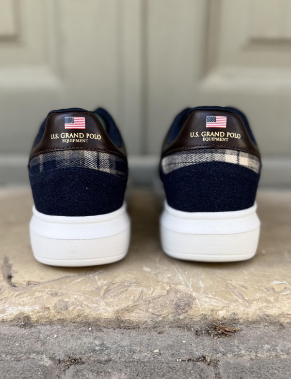 US GRAND POLO ανδρικά μπλε με καρό casual sneakers GPM21140