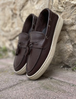 Huxley and Grace ανδρικά καφέ δερμάτινα loafers με tassels HG174194K