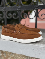 Huxley and Grace ανδρικά ταμπά δερμάτινα loafers με κορδόνι HG174193T