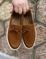 Huxley and Grace ανδρικά ταμπά δερμάτινα loafers με κορδόνι HG174193T