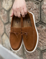 Huxley and Grace ανδρικά ταμπά δερμάτινα loafers με κορδόνι HG174193T
