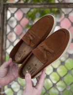 Huxley and Grace ανδρικά ταμπά δερμάτινα loafers με tassels HG174191T