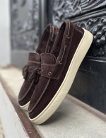 Huxley and Grace ανδρικά καφέ δερμάτινα loafers με tassels HG174191K