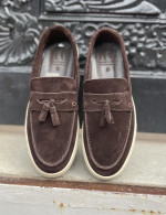 Huxley and Grace ανδρικά καφέ δερμάτινα loafers με tassels HG174191K