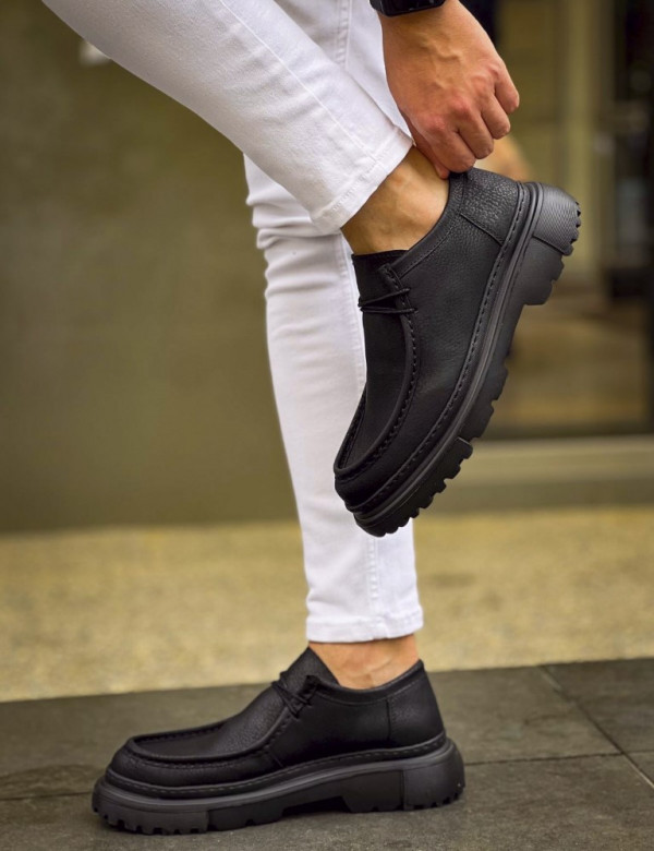 Ανδρικά μαύρα παπούτσια loafers CH2404