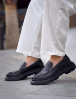 Ανδρικά μαύρα παπούτσια loafers CH2417